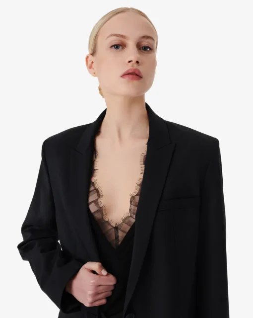Allan Wool Blazer Jacket Black