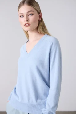 Amy Cashmere V-Neck Sky