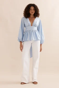 Belle Blouse Blue Stripe