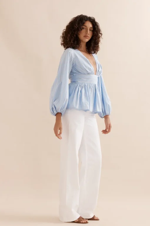 Belle Blouse Blue Stripe