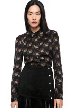Box Pleat Shirt Black Floral