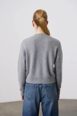 Boxy Cashmere Cardigan Grey Marle