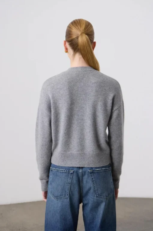 Boxy Cashmere Cardigan Grey Marle