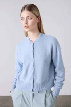 Boxy Cashmere Cardigan Sky