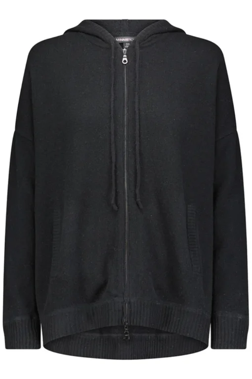 Cashmere Oversized Zip Hoodie Black