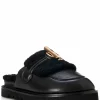 Cedar Slide Black Leather/ Shearling