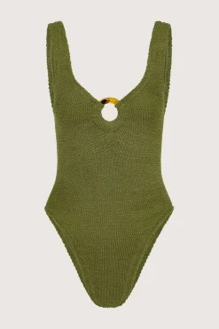 Celine Swim Metallic Moss