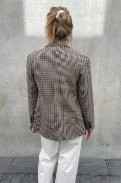 Clarisse Wool Boyfriend Jacket Grey Check