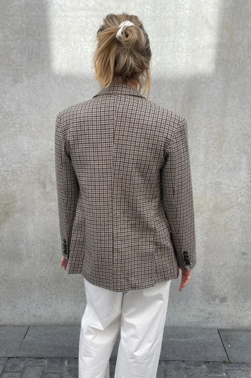 Clarisse Wool Boyfriend Jacket Grey Check