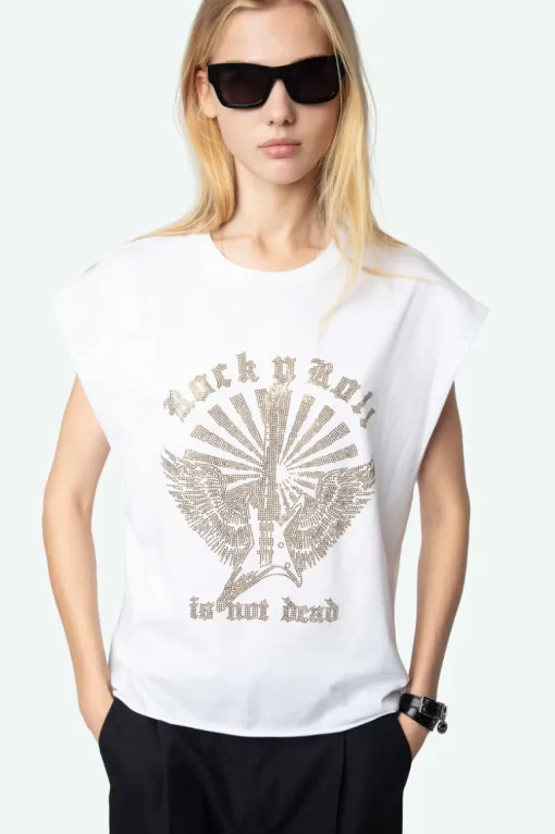 Cloe Guitar Tank Top White