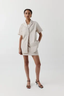 Cotton Mini Skirt Oyster