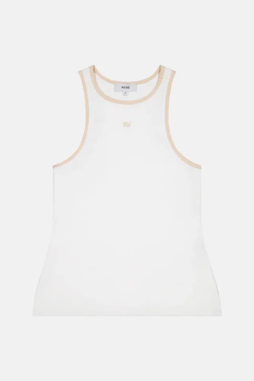 Cotton Vest White/ Taupe