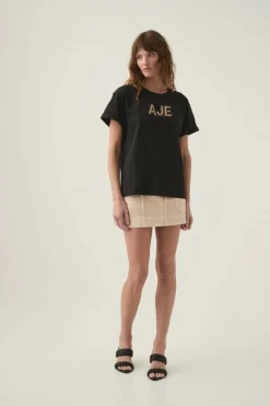 Devotion Braided Logo Tee Black/ Taupe