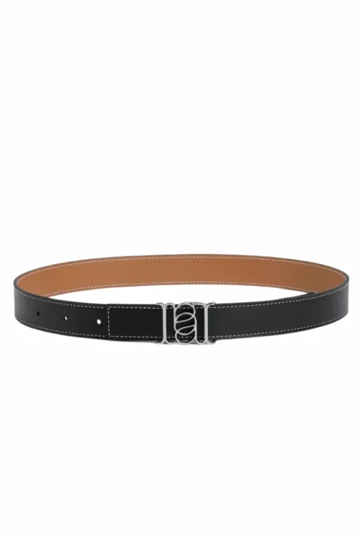 Double-Sided Smooth Leather Belt Black/Tan/Silver