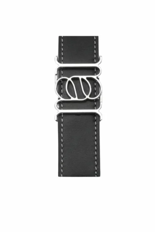 Double-Sided Smooth Leather Belt Black/Tan/Silver