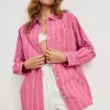Elsa Shirt Hibiscus White Stripe