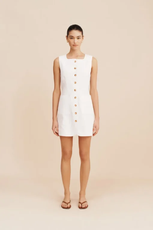 Emma Button Down Mini Dress Ivory