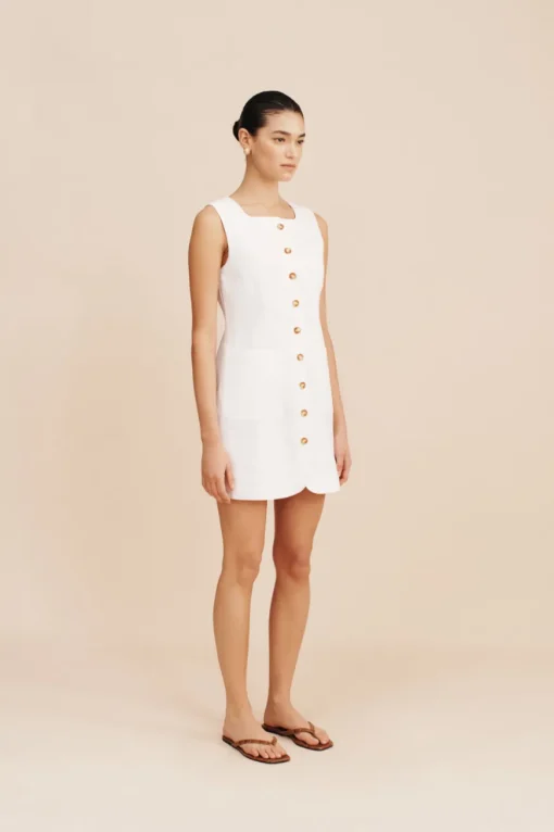Emma Button Down Mini Dress Ivory