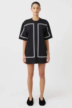 Fortuna Mini Tee Dress Black/ Ice Blue