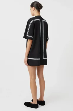 Fortuna Mini Tee Dress Black/ Ice Blue
