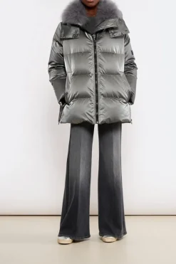 Glazed Technical Parka 76cm Basalte