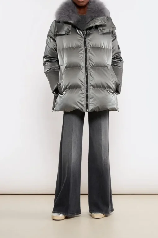 Glazed Technical Parka 76cm Basalte