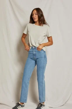 Harley Cotton Boxy Crew Tee Chalk