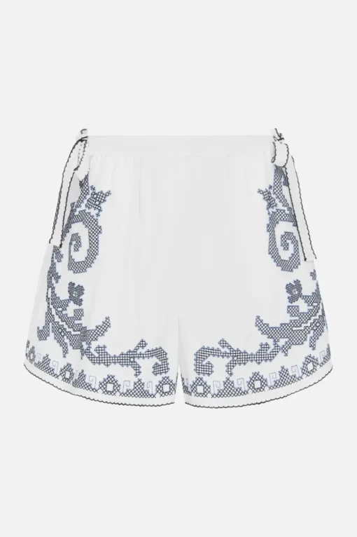 Hazel Embroidered Shorts White