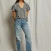 Hendrix Cotton Boxy V Neck Tee Heather Grey