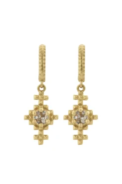 Indie Earrings Gold | Peach Zircon