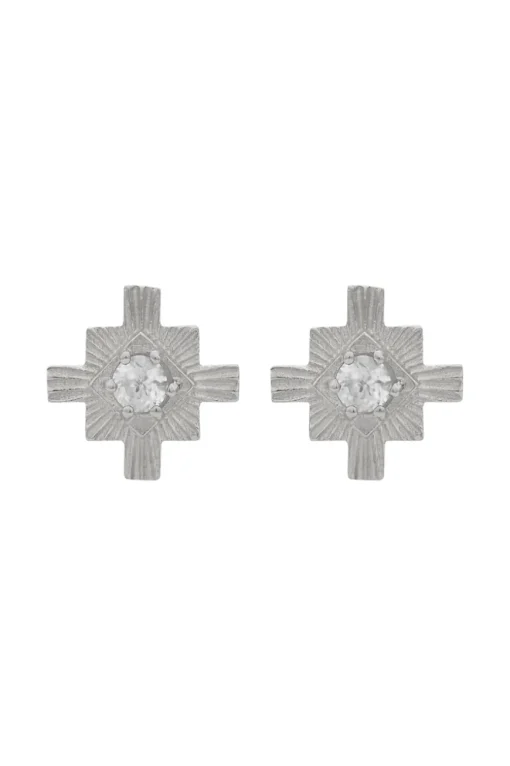 Inka Studs Sterling Silver - White Zircon
