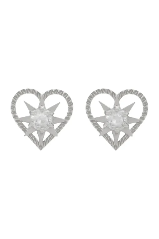 Kind Heart Earrings Silver - White Zircon