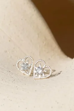 Kind Heart Earrings Silver - White Zircon