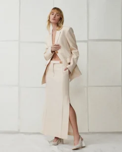 Kingston Pintuck Skirt Macadamia