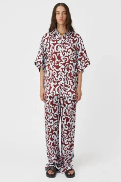 Medici Pant Red And Ice Blue Print