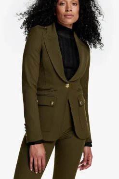 Military Peaked Lapel Blazer Army