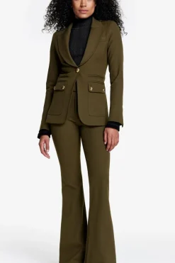 Military Peaked Lapel Blazer Army