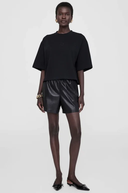 Myers Cropped Tee Framed Monogram Black