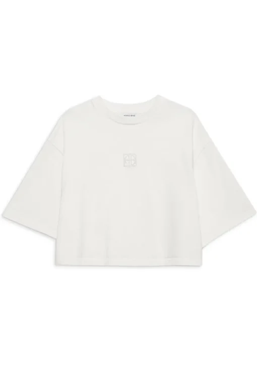 Myers Cropped Tee Framed Monogram Ivory