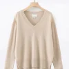 N.21 100% Cashmere Oversized High Low V Neck Champagne