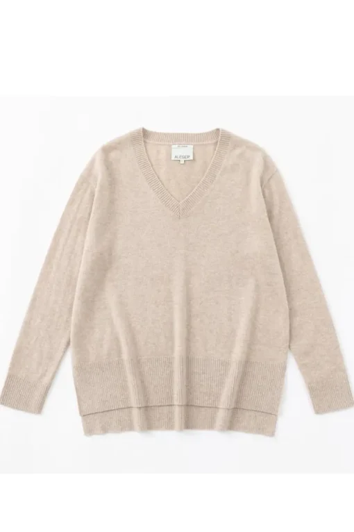N.21 100% Cashmere Oversized High Low V Neck Champagne