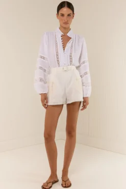 Porto Shorts White Linen