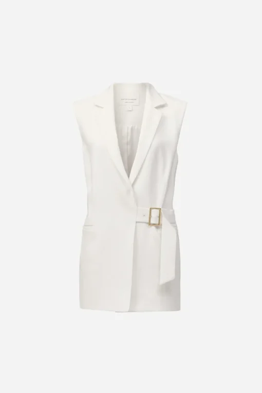 Renowned Sleeveless Blazer Ivory