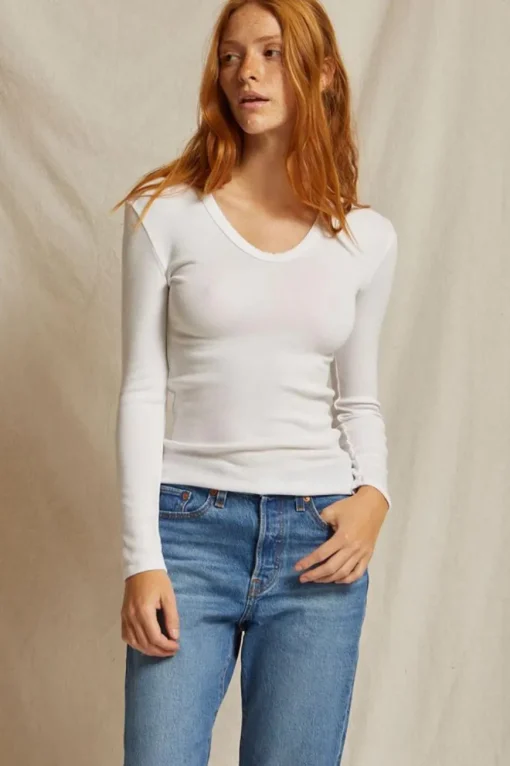 Robyn U Neck Long Sleeve White