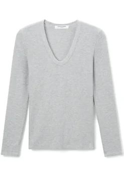 Robyn U Neck Rib Long Sleeve Heather Grey
