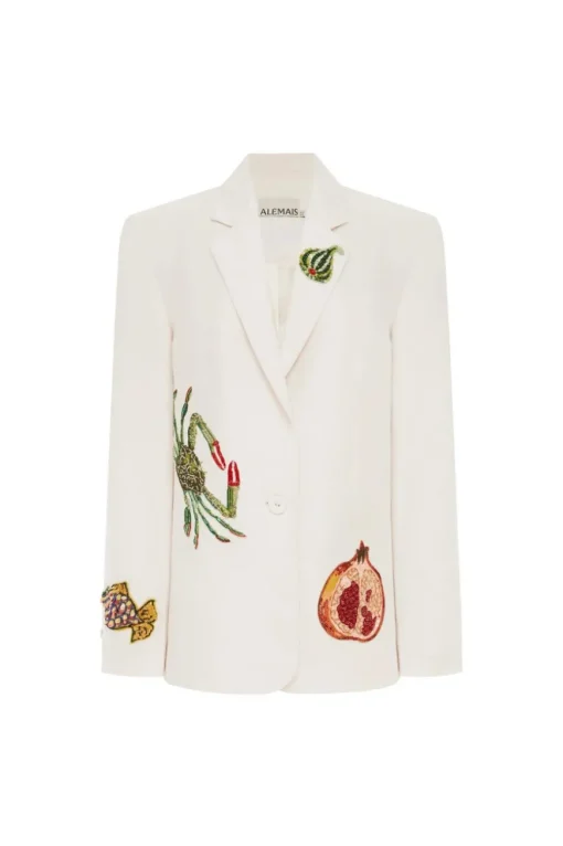 Seb Embellished Blazer Cream