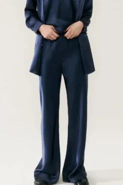 Silk Laundry Bias Cut Pants Midnight