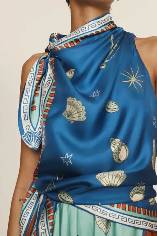Surrealist Summer Scarf Midi Dress Multi
