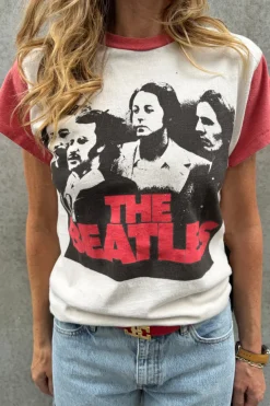 The Beatles Color Block Tee Off White/Vintage Red